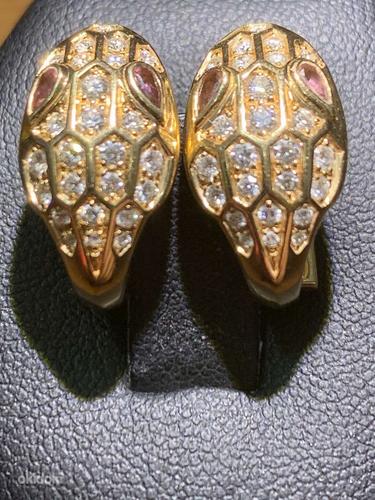 Serpenti Seduttori earrings in rose gold with rubellite eyes (foto #1)