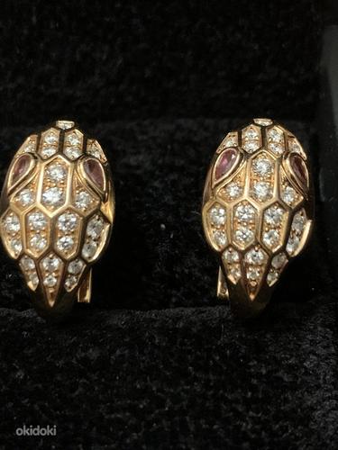 Serpenti Seduttori earrings in rose gold with rubellite eyes (foto #10)