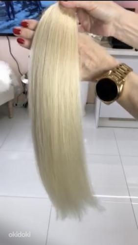 Волосы блонд славянские 140 прядей 60 см (фото #1)