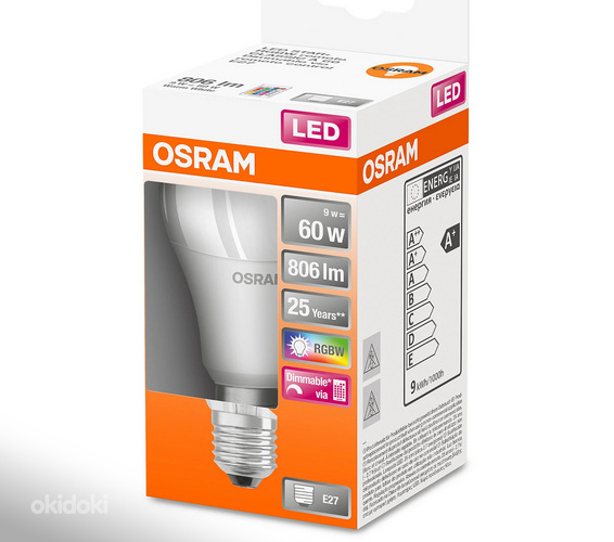 Лампочка Osram LED RGBW Classic A60 dimmable E27 9,7W + pult (фото #1)
