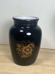 Kobaltvärvi vaas kullatisega LFZ, lilleornament (1 foto / 5)