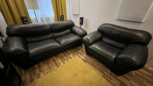 Nahkdiivanvoodi ja tugitool kastiga (1 foto / 9)