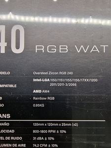 ZIRCON Liquid Cooling 240 mm RGB , 200W TDP , AM4 , intel (2 foto / 2)