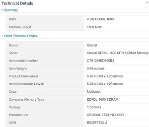 Crucial RAM 4GB DDR3 1600 MHz CL11 Desktop Memory CT51264BD1 (4 foto / 7)