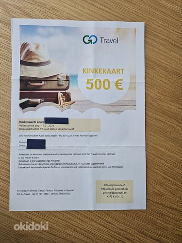 Подарочная карта goTravel на 500 евро. (фото #1)