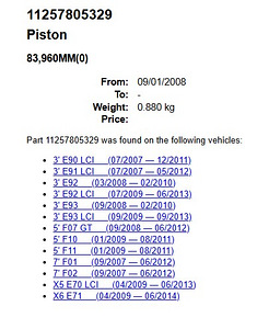 M: BMW N57 84L110 / A3 MAHLE kolvid (4 foto / 4)
