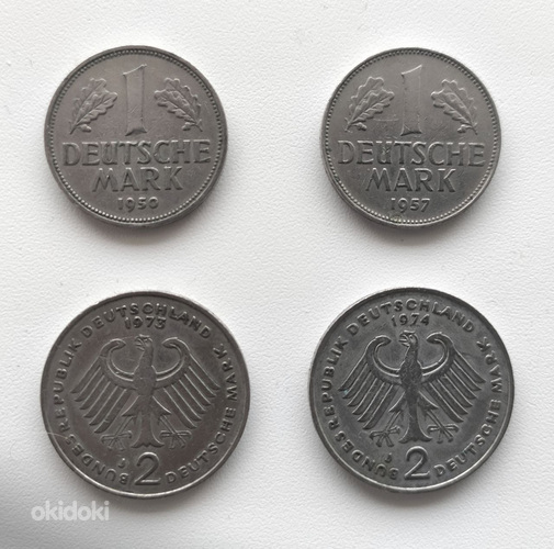 Saksa mündid 1950, 1957, 1973, 1974