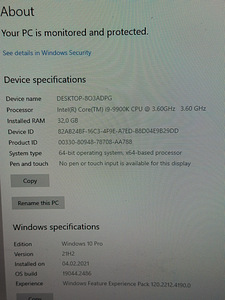 Mänguarvuti intel(R) core (TM) i9-9900K CPU @ 360GHz (6 foto / 6)