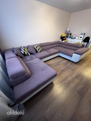 Угловой диван Letto, фиолетовый/серый (фото #2)