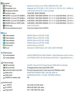 Arvuti i5-3570k 3.4 Ghz Asus Strix GTX 970 SSD 250 GB (2 foto / 2)