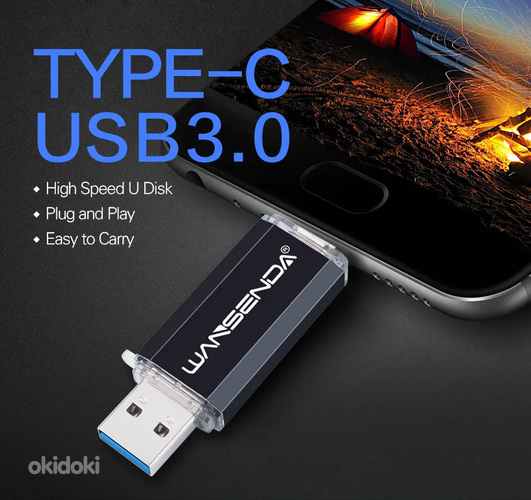Флешки новые 2-в-1 дизайн, USB 3,0 + USB Type C OTG (фото #2)