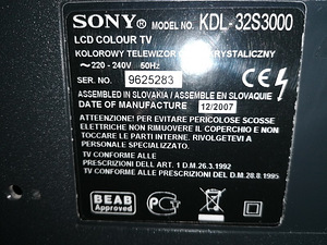 Продам телевизор SONY KDL-32S3000 (2 фото из 2)