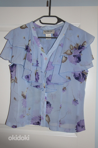 Женский костюм блузка-юбка нежного голубого цвета размер 14 (фото #3)