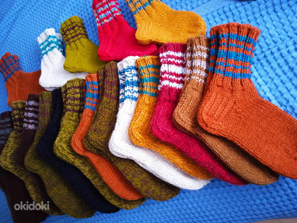 Тёплые вязаные носки, ручная работа. (фото #5)