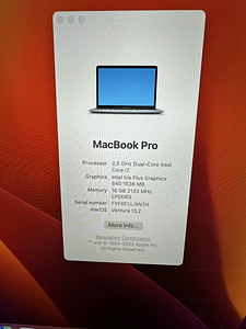 Apple MacBook Pro 13" 2017 / i7 2.5GHz / 16GB RAM /256GB SSD (9 foto / 10)