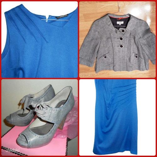Элегантное ярко-синее плотное платье-стрейч, 44-46-XL-UK16 (фото #2)