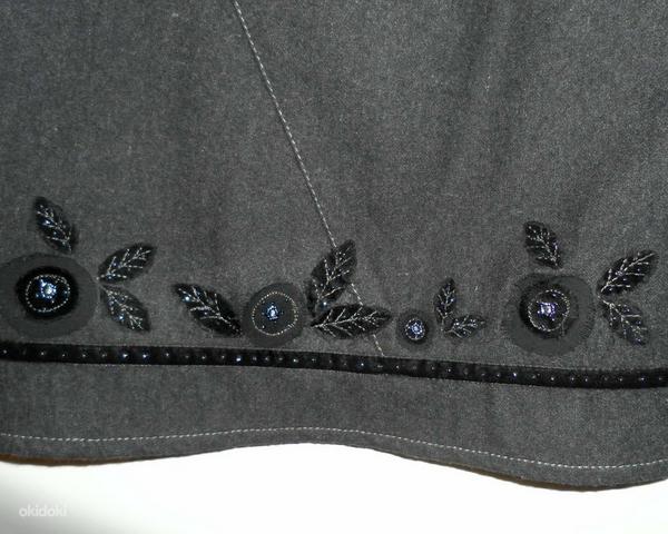 Mosaic теплая длинная серая юбка с вышивкой и бисером, 42-XL (фото #1)