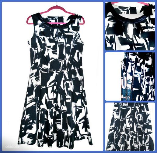 Стильное платье-стрейч с черно-белым принтом, 40-42-L-XL (фото #1)