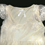 Нарядное золотисто-бежевое кружевное платье, 38-40-M-L (фото #1)