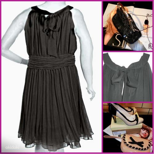 Sara Kelly плиссированное нарядное черное платье, 40-42 (фото #3)