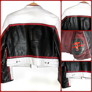 Formula1 effektne must-valge-bordoo täisnahktagi, 40-42-L-XL (3 foto / 3)