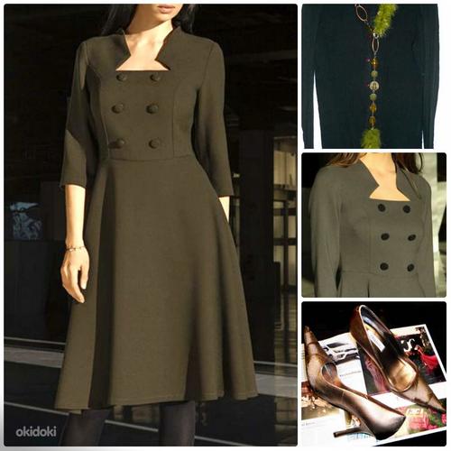 Vaide оливковое платье с королевским декольте, XL-2XL, новое (фото #2)