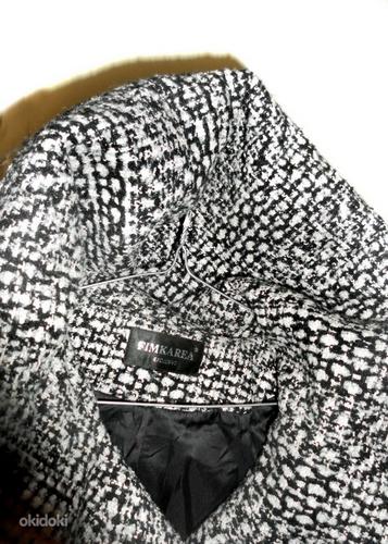 Эффектное бело-серо-черное пальто с капюшоном, XL-2XL-Ru54 (фото #3)