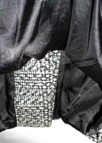 Эффектное бело-серо-черное пальто с капюшоном, XL-2XL-Ru54 (фото #6)