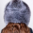 Шикарная шапка-капюшон из серебристой чернобурой лисы, новая (фото #2)