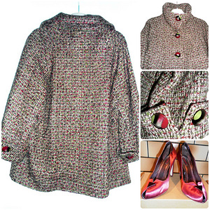 Per Uno efektne beež -roheline-bordoo k/s mantel, 44-UK16-XL (10 foto / 10)