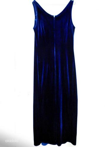 Эффектное бархатное ярко-синее длинное платье, 42-46-XL-2XL (фото #7)