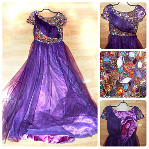 Роскошное лиловое бальное платье со стразами, S-M-36-38