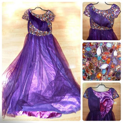 Роскошное лиловое бальное платье со стразами, S-M-36-38 (фото #1)
