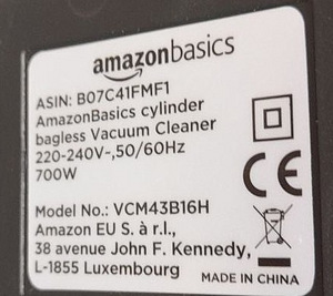 LOT! Пылесос Amazon Basics 700 Вт, 2,5 л (2 фото из 2)