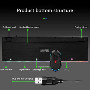 Limeide GTX300 Juhtmega USB LED-klaviatuur hiirega, valge (2 foto / 8)