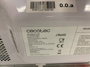 LOT! Mikrolaineahi CECOTEC Grandheat 3120 20l 700W (6 foto / 9)