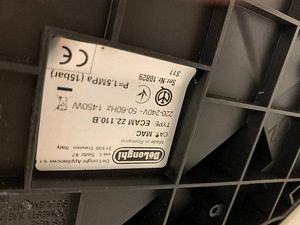 LOT! Kohvimasin DELONGHI ECAM22.110B 1450 W 15 Bar (4 foto / 10)