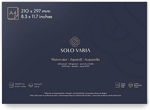 Solo Varia A4 akvarellpaber 20 lehte, 300 g/m² 100% puvill (1 foto / 4)