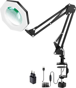 NEWACALOX 8J-225-S LED настольная лампа USB с 5-кратной лупо