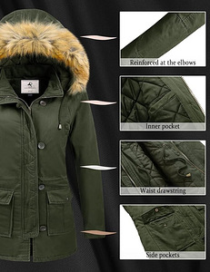 Uoiuxc naiste talvemantel, tuulekindel parka, roheline XL (5 foto / 7)