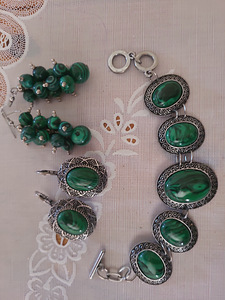 Vintage stiilis malahiidi imitatsiooniga ehete komplekt (1 foto / 1)