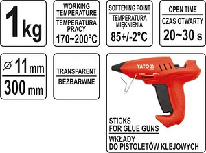 Kuumliimi pulgad 11x300 mm värvitud 1 kg Yato(YT-82 (3 foto / 3)