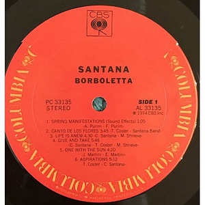 SANTANA - BARBOLETTA (1-st press USA). (6 foto / 8)