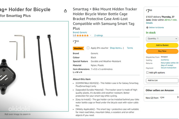 Samsung Galaxy SmartTag+ + велосипедное крепление (фото #6)