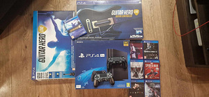 PS4 pro 1tb + 2 контроллера + Guitar Hero 2 гитары + игры (1 фото из 4)