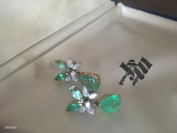 Teemant+Smaragd kõrvarõngad12.5 k(!!!) valge ja kollane kuld (foto #4)