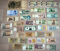 Большой набор бумажных денег, бумажные деньги, разные денежн