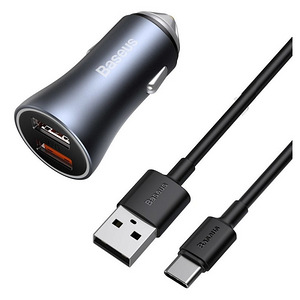 Baseus 40W HIGH POWER Dual Quick Car Charger  USB+ USB-C , cable USB to USB-C 1m (1 foto / 1)