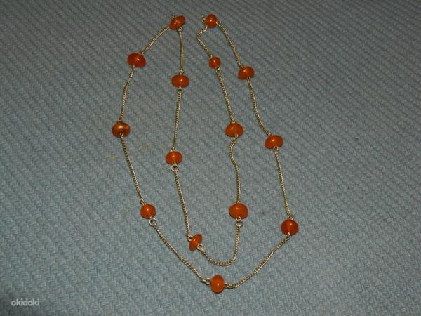 Посеребренное янтарное ожерелье (фото #1)