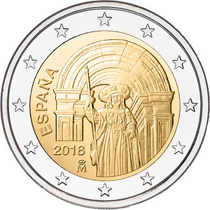 Испанский 2 евро 2018 Сантьяго-де-Компостела, UNC